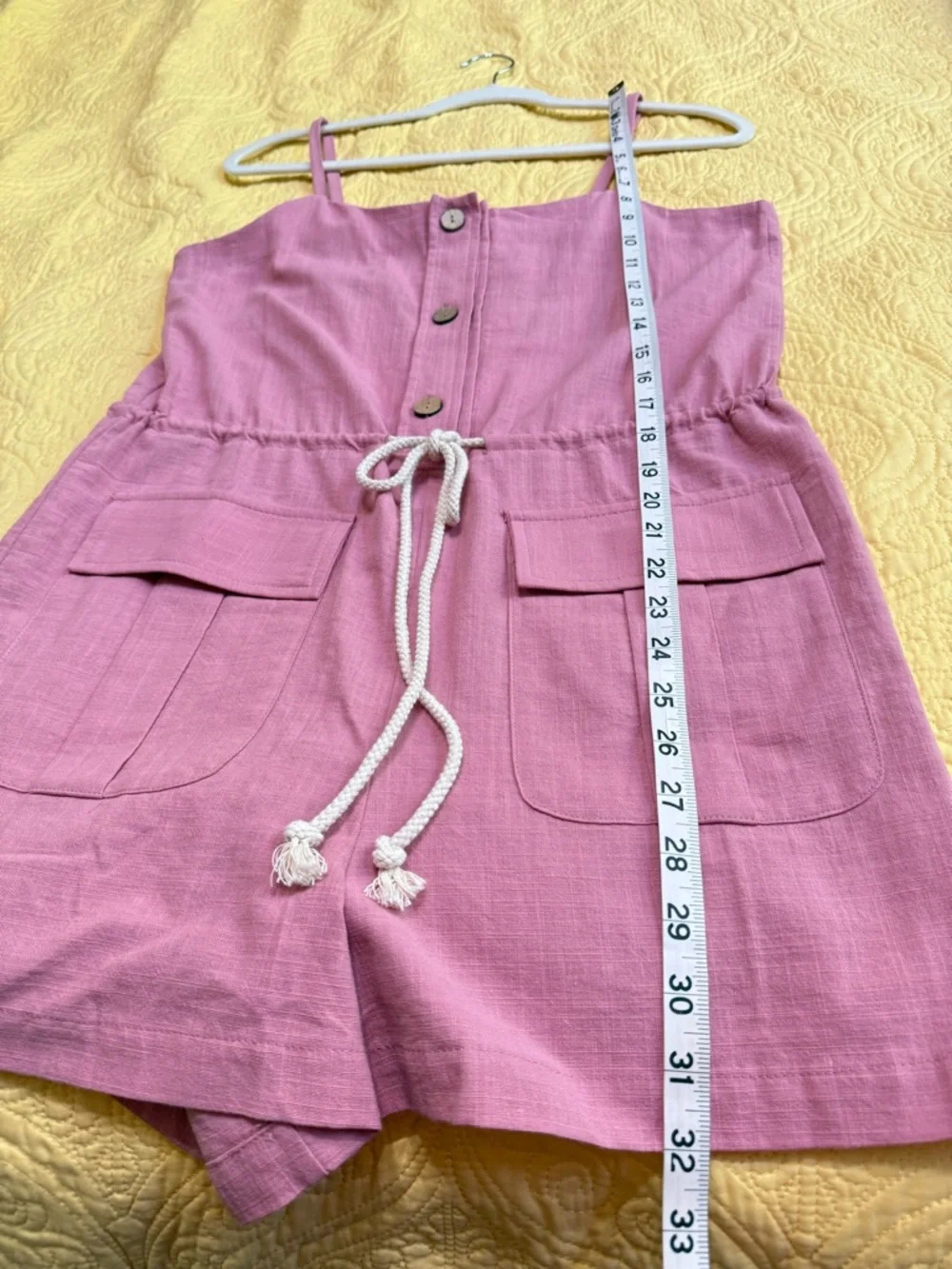 Pink Drawstring Utility Shorts Romper NWT - Picture 8 of 11